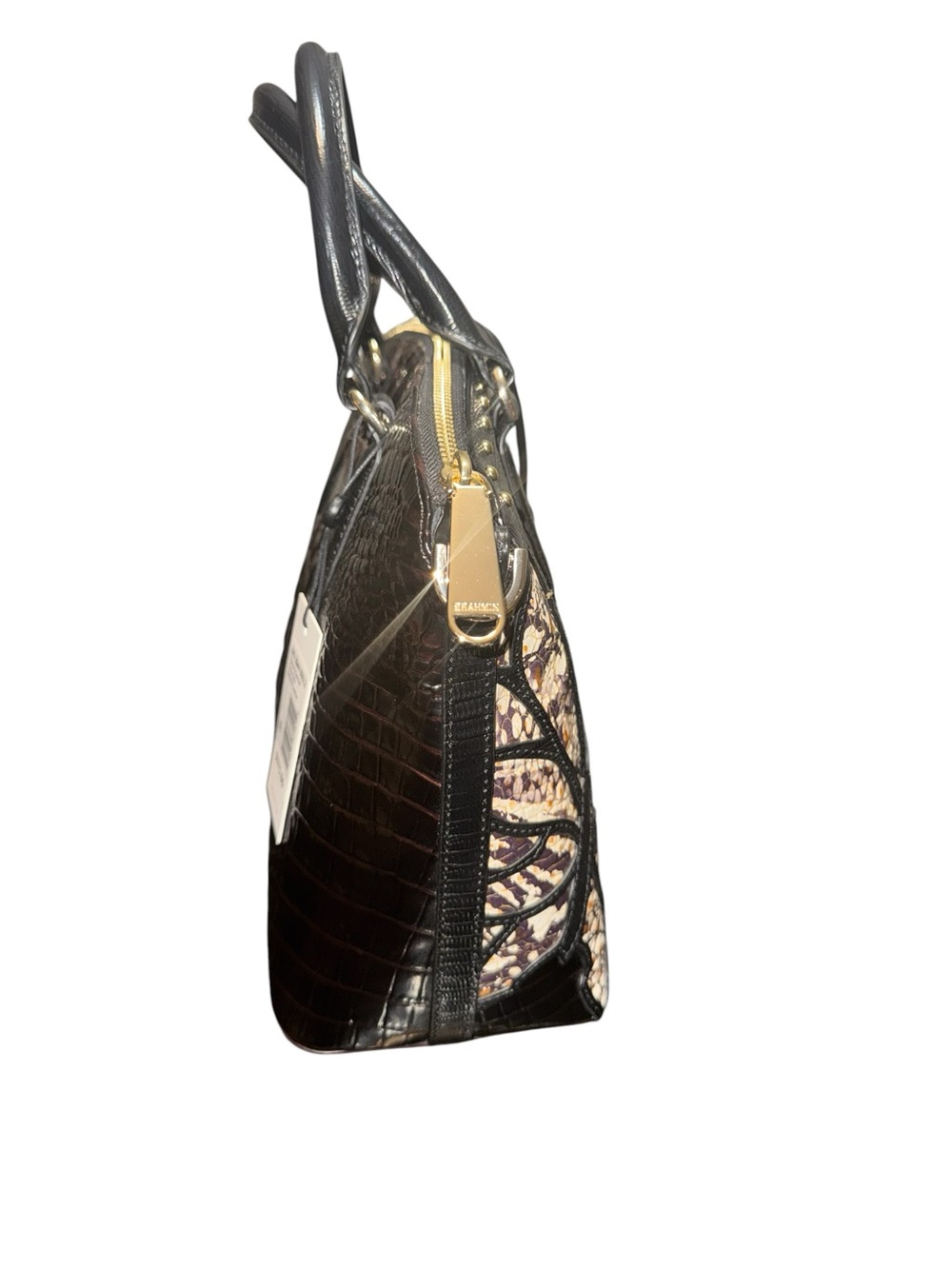 SOLD Brahmin Cocoa Gala Butterfly Limited Edition Leather Satchel Handbag Rare - Picture 2 of 6